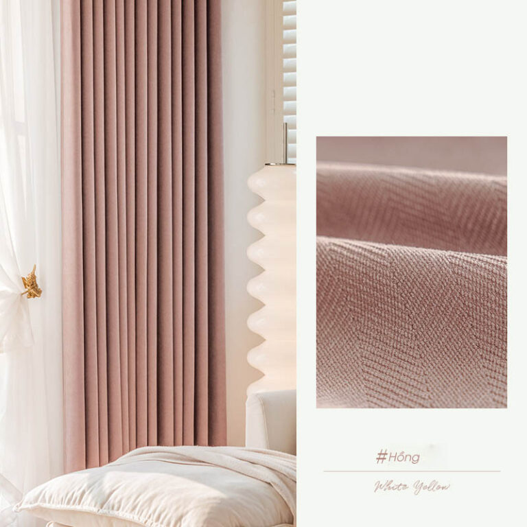 Rèm Vải Thô Họa Tiết Xương Cá - Chất Vải Cao Cấp, Mềm Mại, Cản sáng