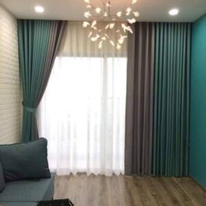 Rèm vải màu xanh lá cây
