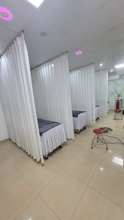 Rèm voan spa mẫu rèm voan trang trí ngăn giường